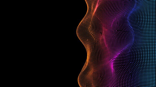 Abstract Purple Orange Flowing Wave Dark Background