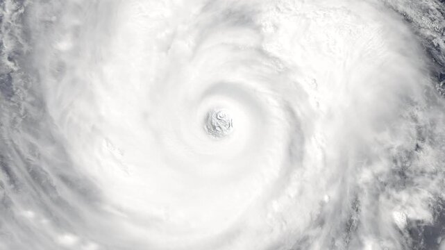 huge typhoon eye rotating cyclone aerial view 4k climate change footage