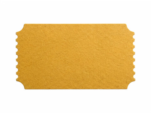 Yellow Ticket Stub Graphic Element with Serrated Edges Isolated on White Background for Design Templates