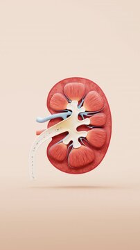 Kidney stone with biology and health care concept, 3d rendering.