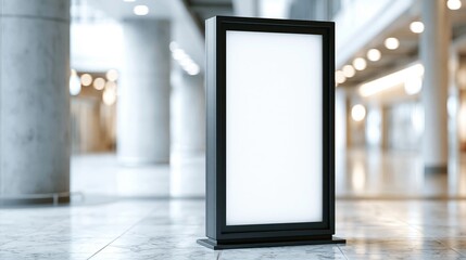 Obraz premium Empty black standing advertising display in modern lobby