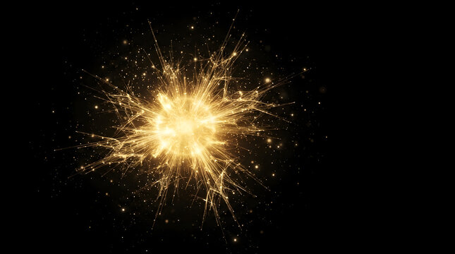 Golden Light Splash and Sparkle Explosion PNG Element Set 176