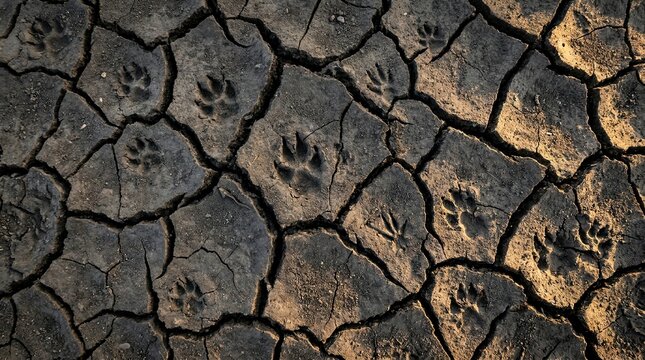 Close-up of Cracked Dry Earth Surface Texture.