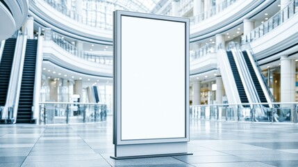 Obraz premium Empty advertising sign stand in modern shopping mall
