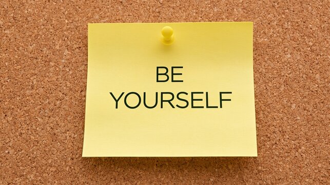 Yellow sticky note with be yourself text on