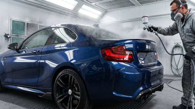 Professional Car Painting and Refinishing in Automotive Workshop