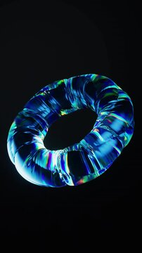 Inflatable soft balloon with neon lights, 3d rendering.