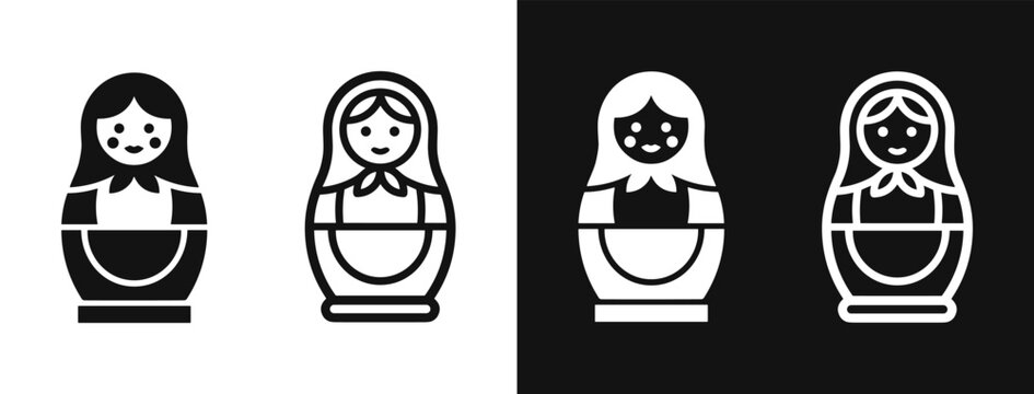 Matryoshka russian nesting doll icon set vector illustration