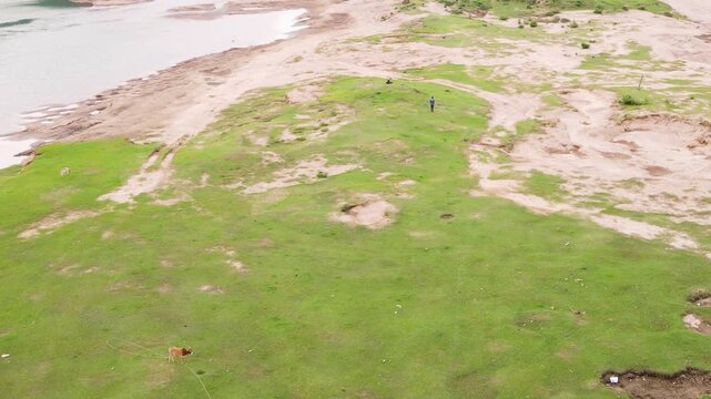 Low dry river bed due to climate change impact in Bangladesh region