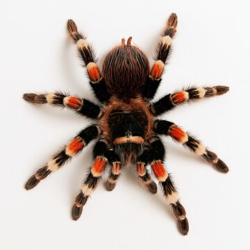 Colorful tarantula spider with orange and black legs