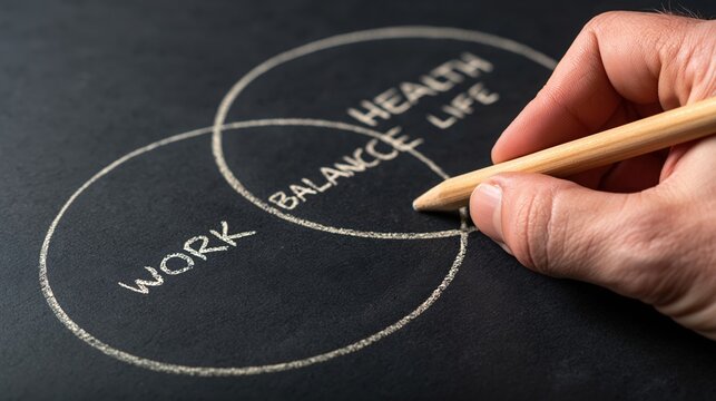 hand drawing work life balance diagram with pencil