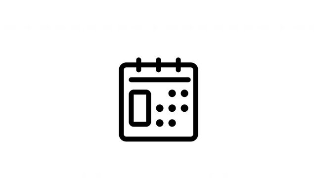 Calendar outline icon looping animation, schedule date symbol motion graphic for business and planning presentation design use
