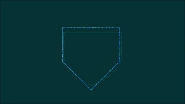 Abstract Geometric Shape Animation Blue Shield Emblem Transforms on Dark Teal Background