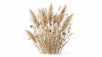 Fototapeta premium Isolated Pampas Grass and Wild Field Weeds Asset Cutout for Archviz