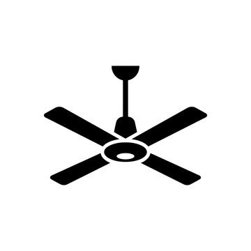 Ceiling fan silhouette icon black shape isolated on transparent background perfect for home decor interior design architecture blueprint visualization or web project.