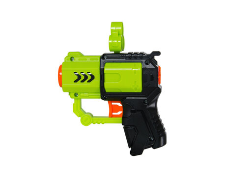 Toy foam dart pistol gun with sight isolated on white background