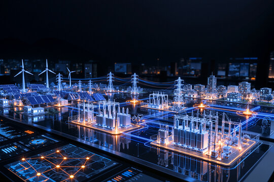 Smart Renewable Energy Grid with Solar Panels and Wind Turbines