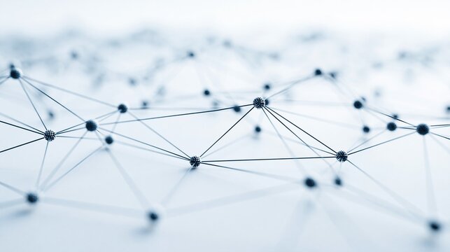 Abstract digital network connections with blue nodes