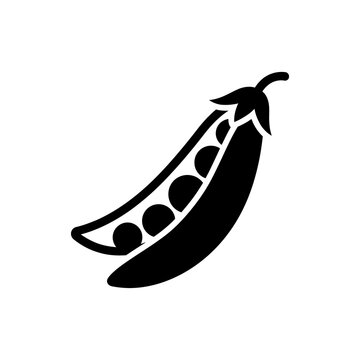 Black pea pod icon isolated on transparent background for vegetable nutrition healthy food graphic design or organic produce market menu and cooking element.