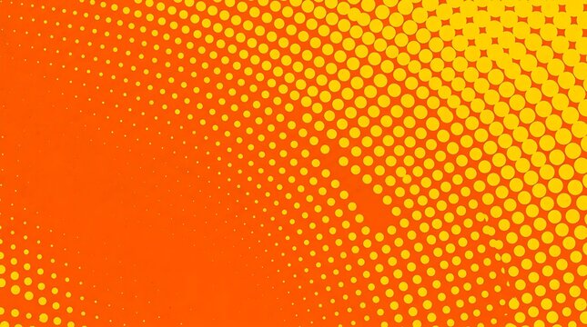 Orange background with yellow halftone dot waves