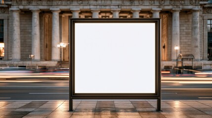 Obraz premium Empty billboard mockup on city street at night