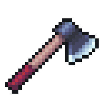 pixel art axe isolated on transparent background