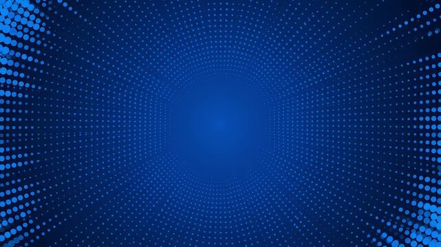 Blue dots forming a radial geometric pattern creating a modern digital perspective for technology and communication concepts.