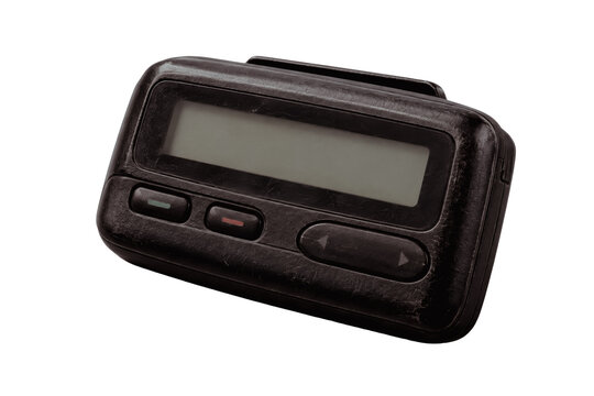 Black digital pager on white background
