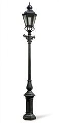 Obraz premium Vintage black street lamp on white background
