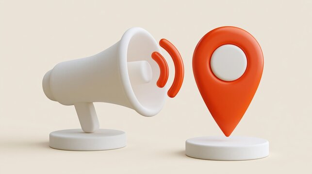 White megaphone with orange sound waves next to