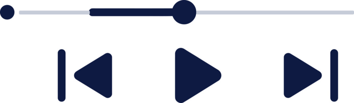 Media player control buttons interface with play pause skip timeline progress bar vector element player button progress interface