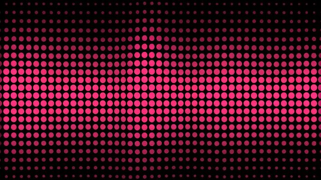 Pink circular halftone gradient pattern on black plane retro pop art dots fading to create a vibrant glowing geometric backdrop.
