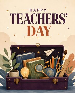 Happy Teachers&rsquo; Day educational toolbox illustration