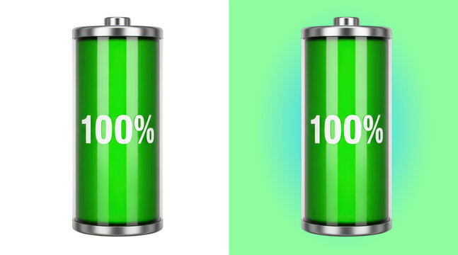 Fully charged battery icons with percentage display