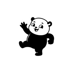 Obraz premium A cute cartoon panda bear waving hello isolated on a white background.