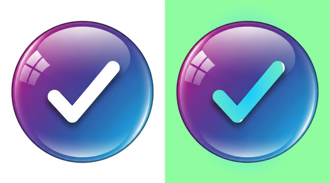 Glossy round checkmark icon set