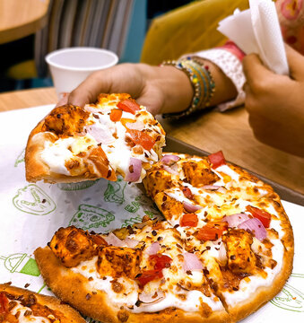 Delicious Freshly Baked Paneer Pizza with Vegetable Toppings
