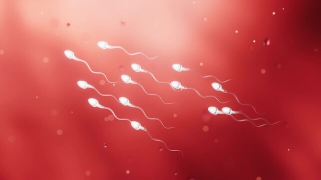 Human sperm cells with fertility concept, 3d rendering.