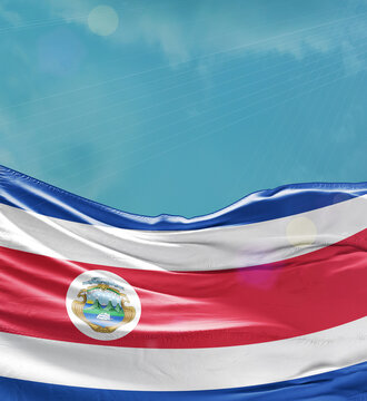 Costa Rica flag banner waving in the sky.