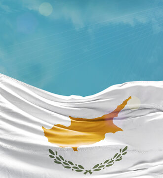 Cyprus flag banner waving in the sky.