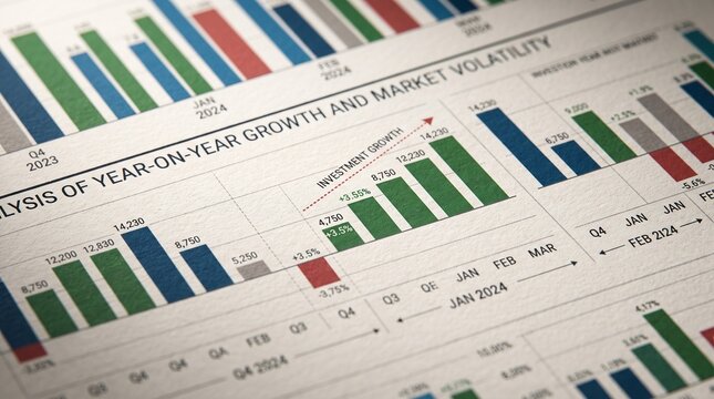 Detailed financial report displaying year-on-year growth and market volatility analysis.