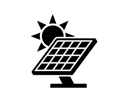 Solar panel with sun icon for renewable energy sustainable energy sun symbol