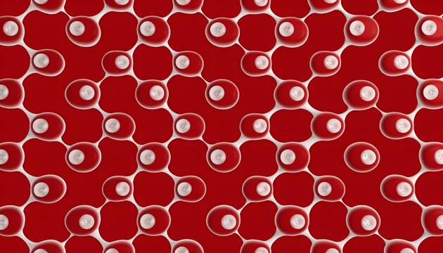 Cellular biology and red tissue pattern background. Biomedical research and molecular science visualization. Abstract repeating pattern of red biological cells