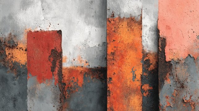 Rusted wall with a red door abstract background