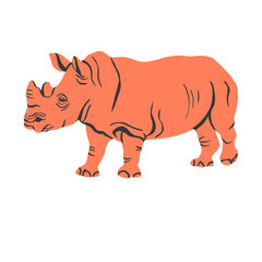 This charming hand drawn illustration depicts a robust rhinoceros showcasing a unique artistic style with bold lines and a limited color palette creating a delightful © MdBillal