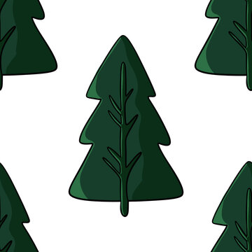 Christmas tree seamless pattern. Christmas wrapping paper, holiday textiles, wallpaper, packaging and winter seasonal design.