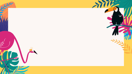 Tropical bird frame desktop wallpaper, yellow design © Rawpixel.com