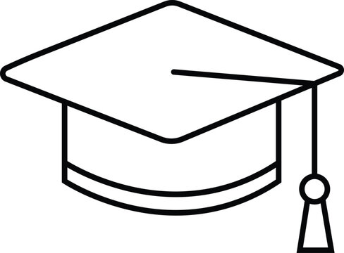 . ,Graduation cap line vector icon, academic convocation mortarboard hat outline symbol for education and university success