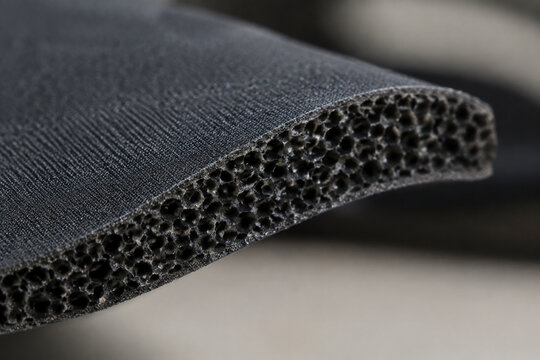 Close Macro Photograph Cut Piece Neoprene Material Revealing Its Unique Honeycomb Like