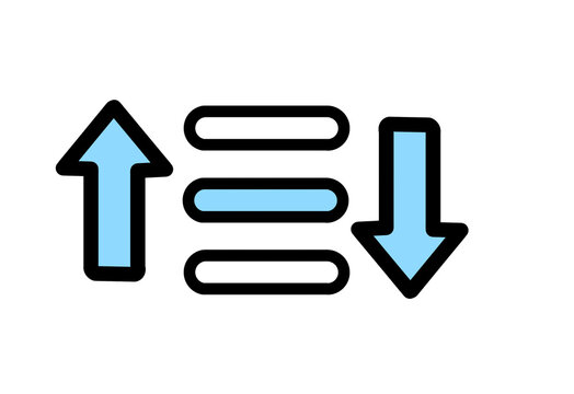 Sort icon with up and down arrows in light blue